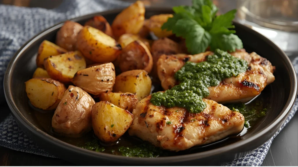 Pollo asado entero jugoso con piel crujiente y Chimichurri Classic Lemara