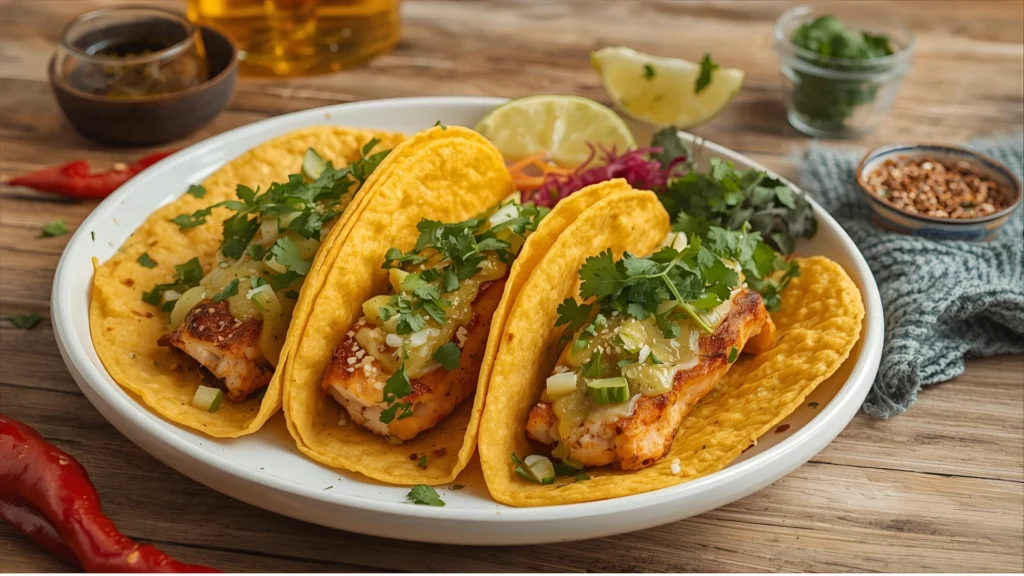 Tacos de pescado frescos con Chimichurri Chili Lemara y ensalada de col