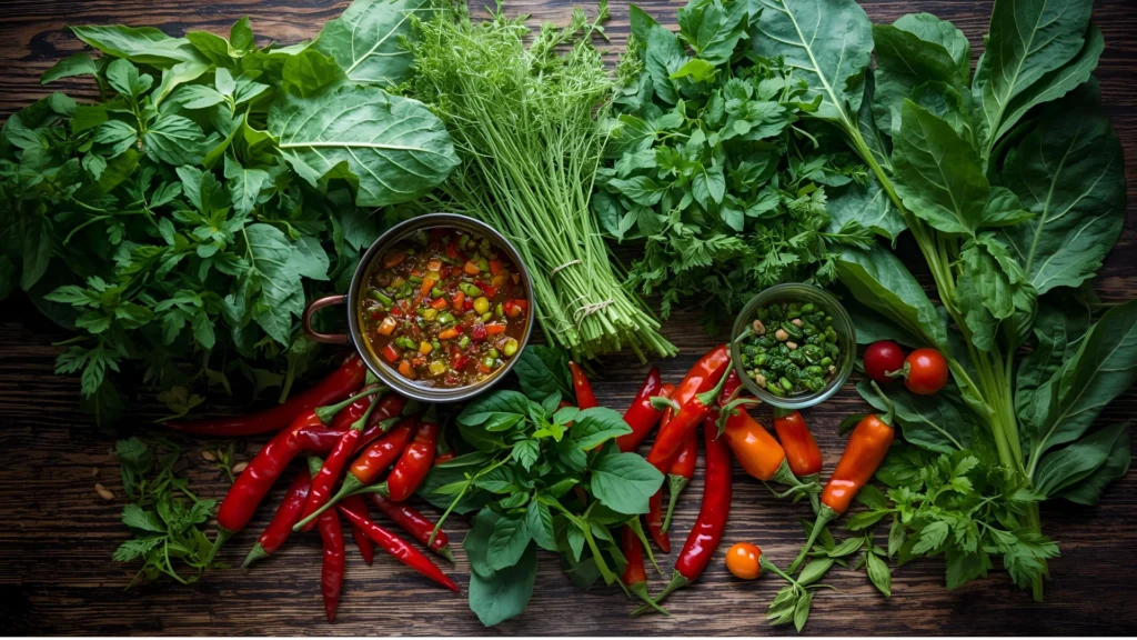 La Verdad Detrás del Sabor: La Importancia de los Ingredientes 100% Naturales 1 Variedad de hierbas frescas y ajíes para la elaboración de chimichurri artesanal